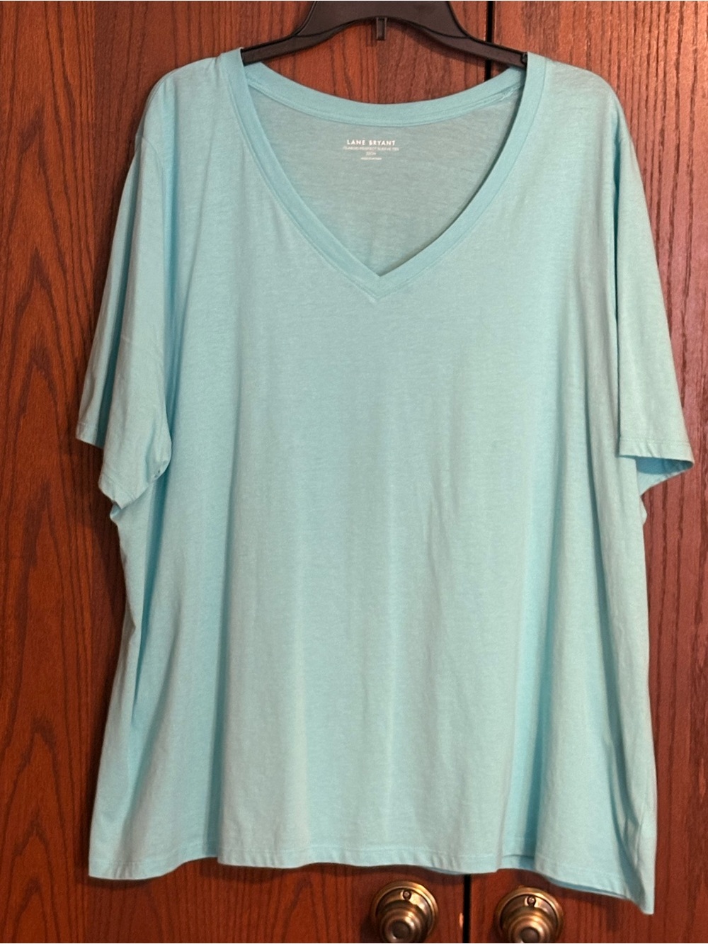 Lane Bryant Aqua V-Neck Short Sleeve Tee